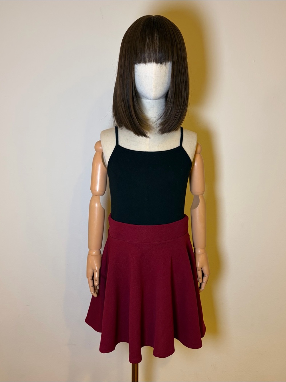 Girls Burgundy Mini Skater Circle Skirt Sz 6
